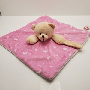 Baby Linzy Bear Security Blanket Snuggler Lovey Pink and Brown Very Soft 11 inch